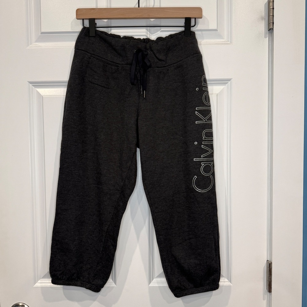 Calvin Klein Performance Womens Logo Cropped Sweatpants Joggers Size Small